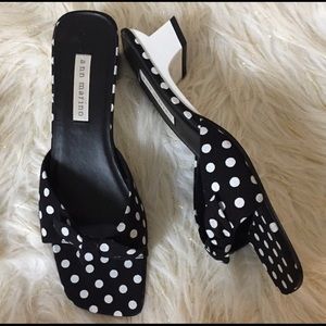 Ann Marino Polka Dot Kitten Heel Sandals